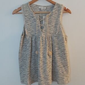 NWT Anthropologie eri+ ali Sleeveless Lace-up Knit Top with Lace Detail Size M